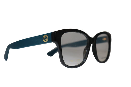 Gucci GG1340O black front with teal arms eyeglasses