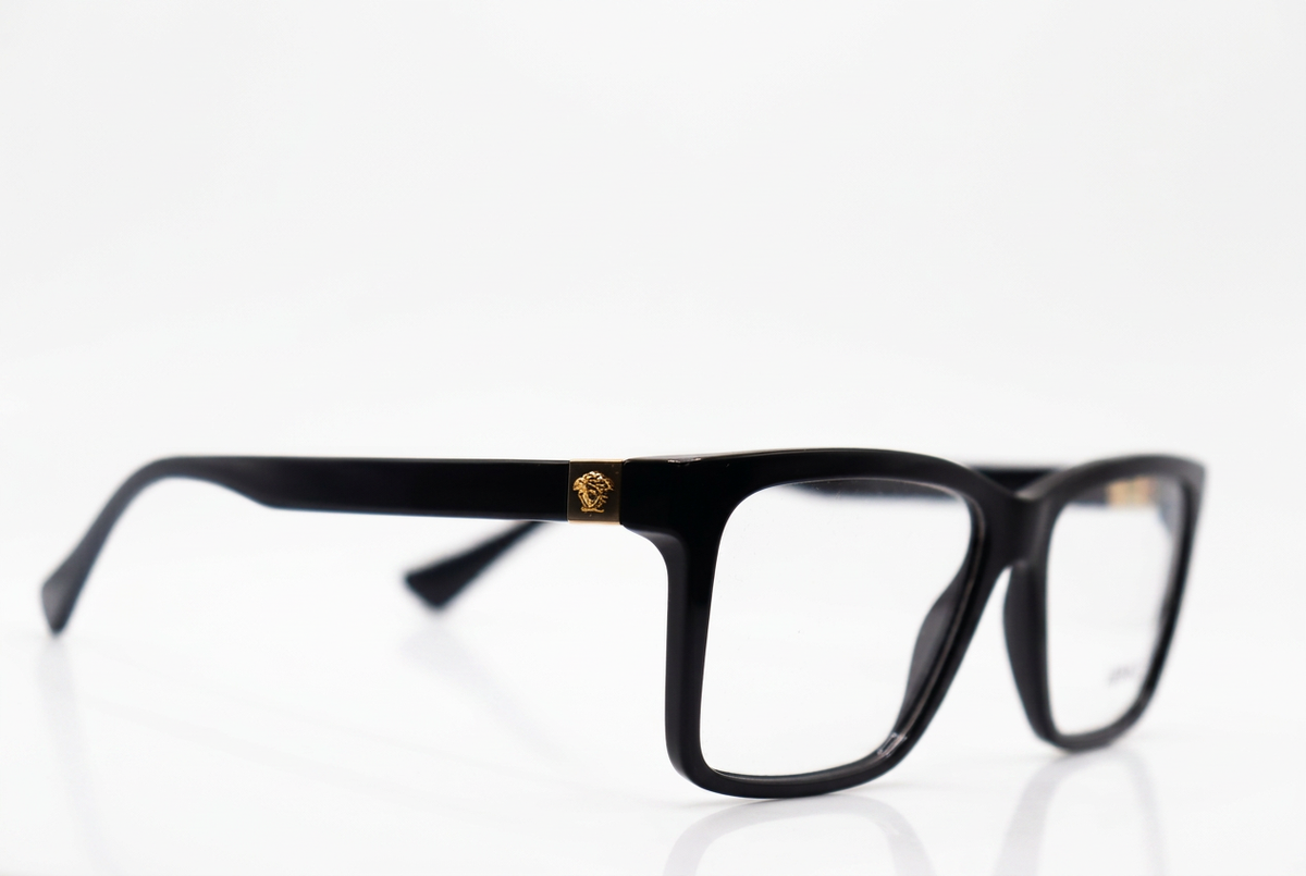 Black Versace MOD 3328 eyeglasses, front angle on white background